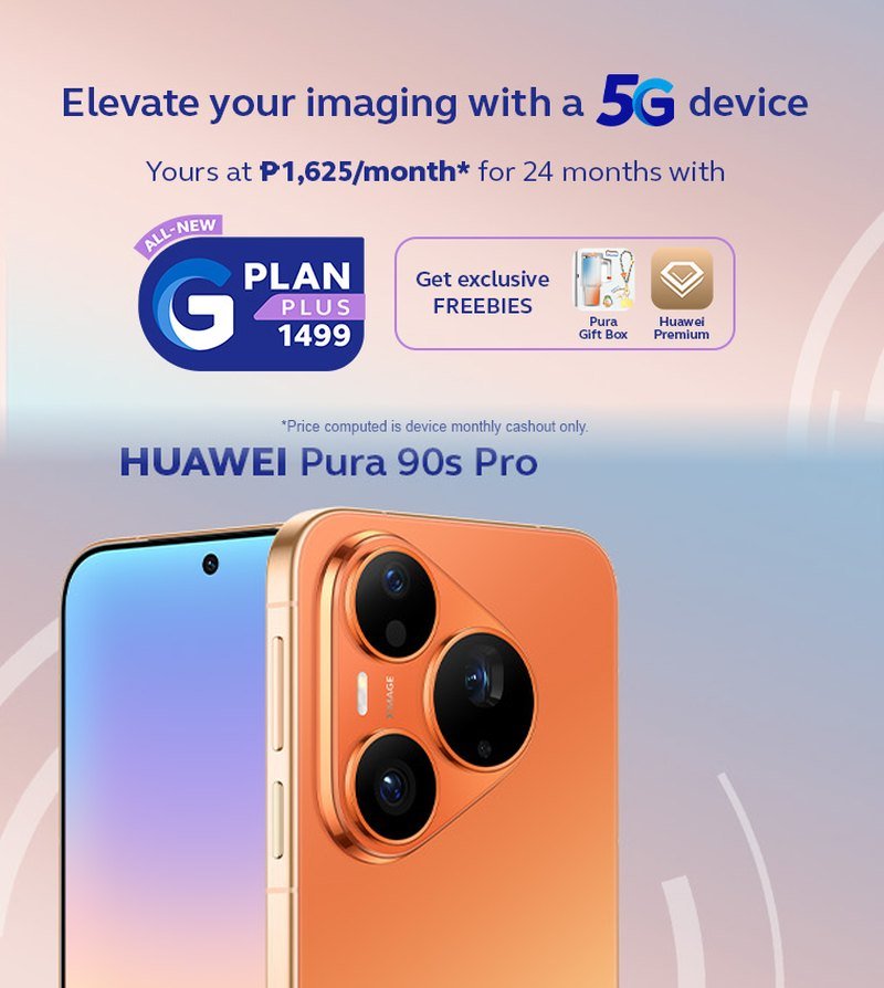Elevate your imaging with a 5G device. HUAWEI Pura 90s Pro 5G on the all-new G Plan Plus 1499 for 24 months, with an exclusive Pura Gift Box and Huawei Premium freebies.